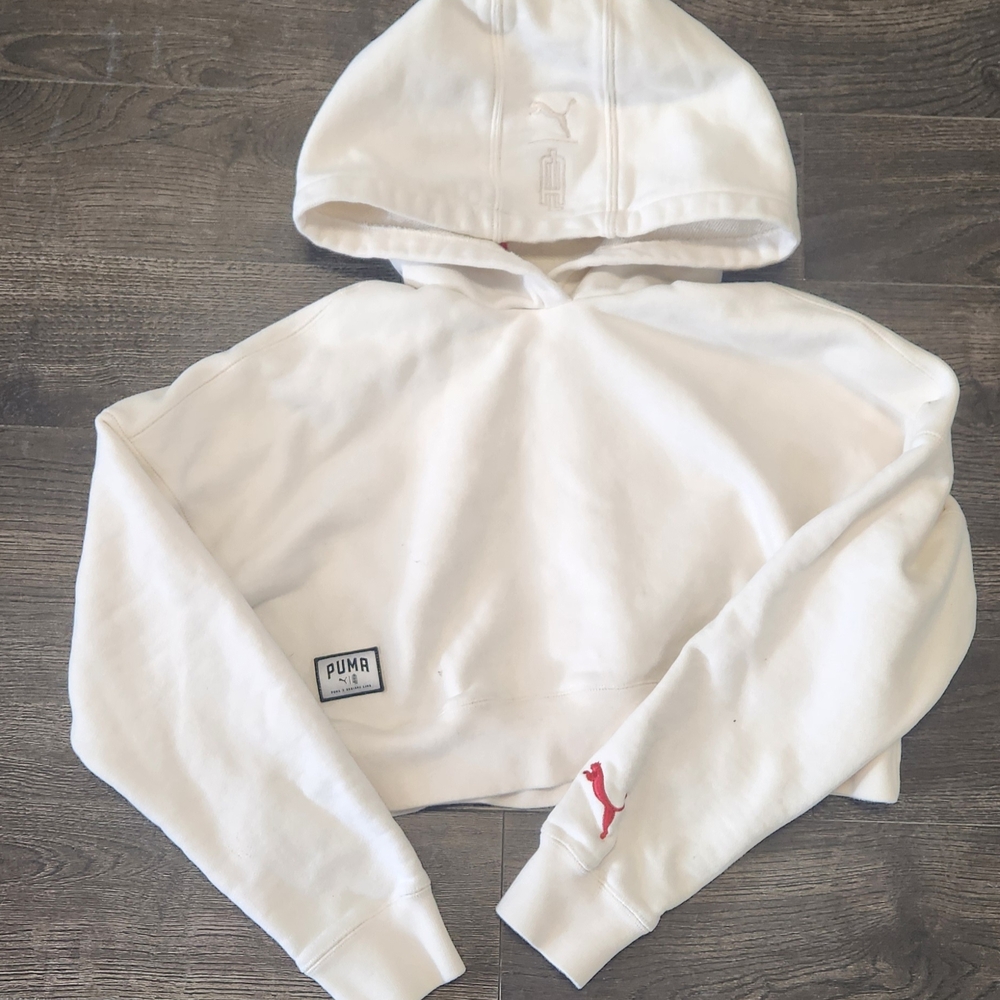 Puma X Adriana Lima Cream Cropped Hoodie